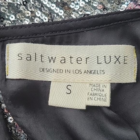 Saltwater LUXE Sequin Floral Print Ruffle Crop Top Size Small S - Picture 6 of 7